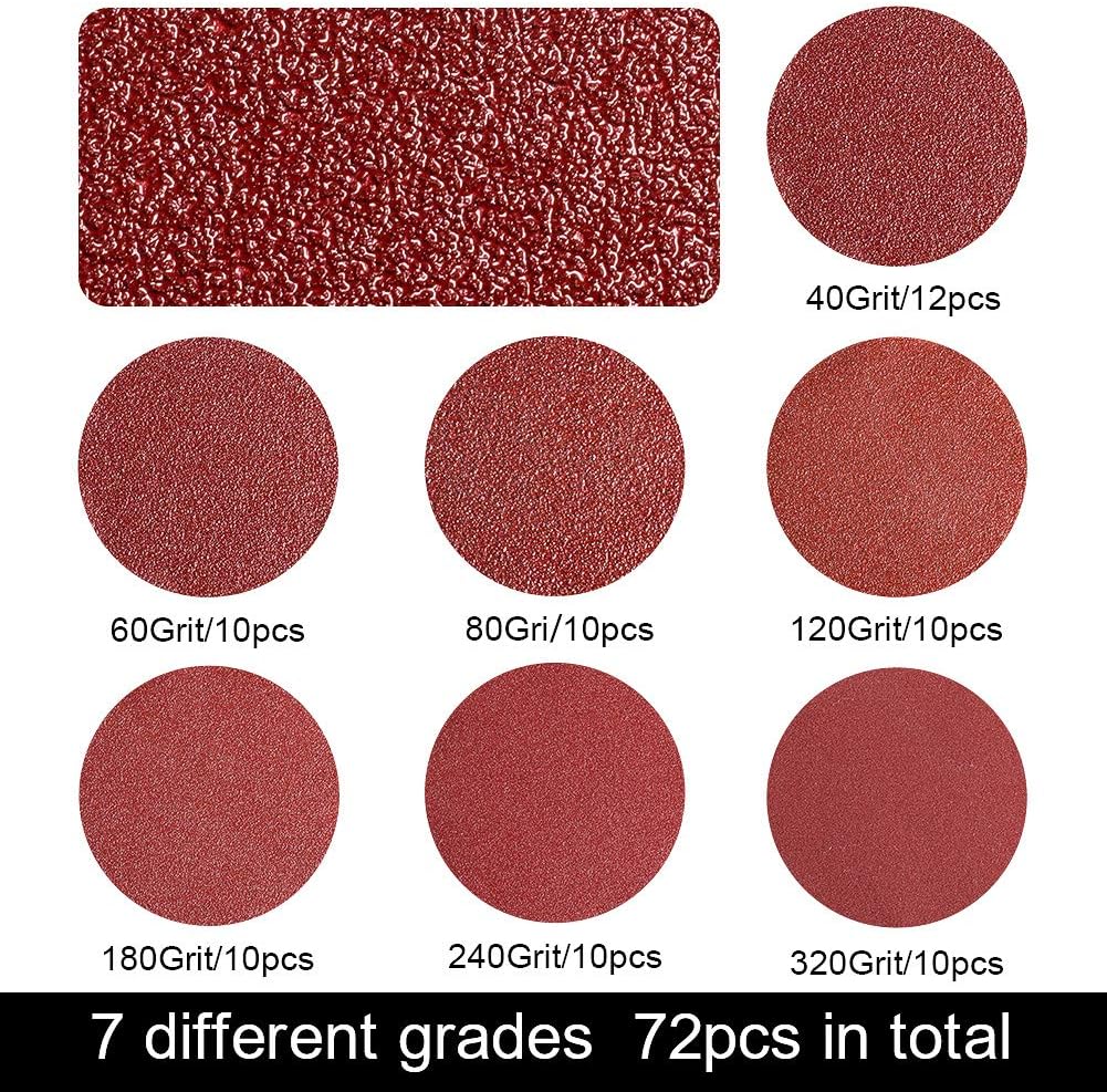 S SATC 72 PCS 5 Inch 8 Hole Hook and Loop Adhesive Sanding Discs Sandpaper for Random Orbital Sander 40 60 80 120 180 240 320 grits: Industrial & Scientific
