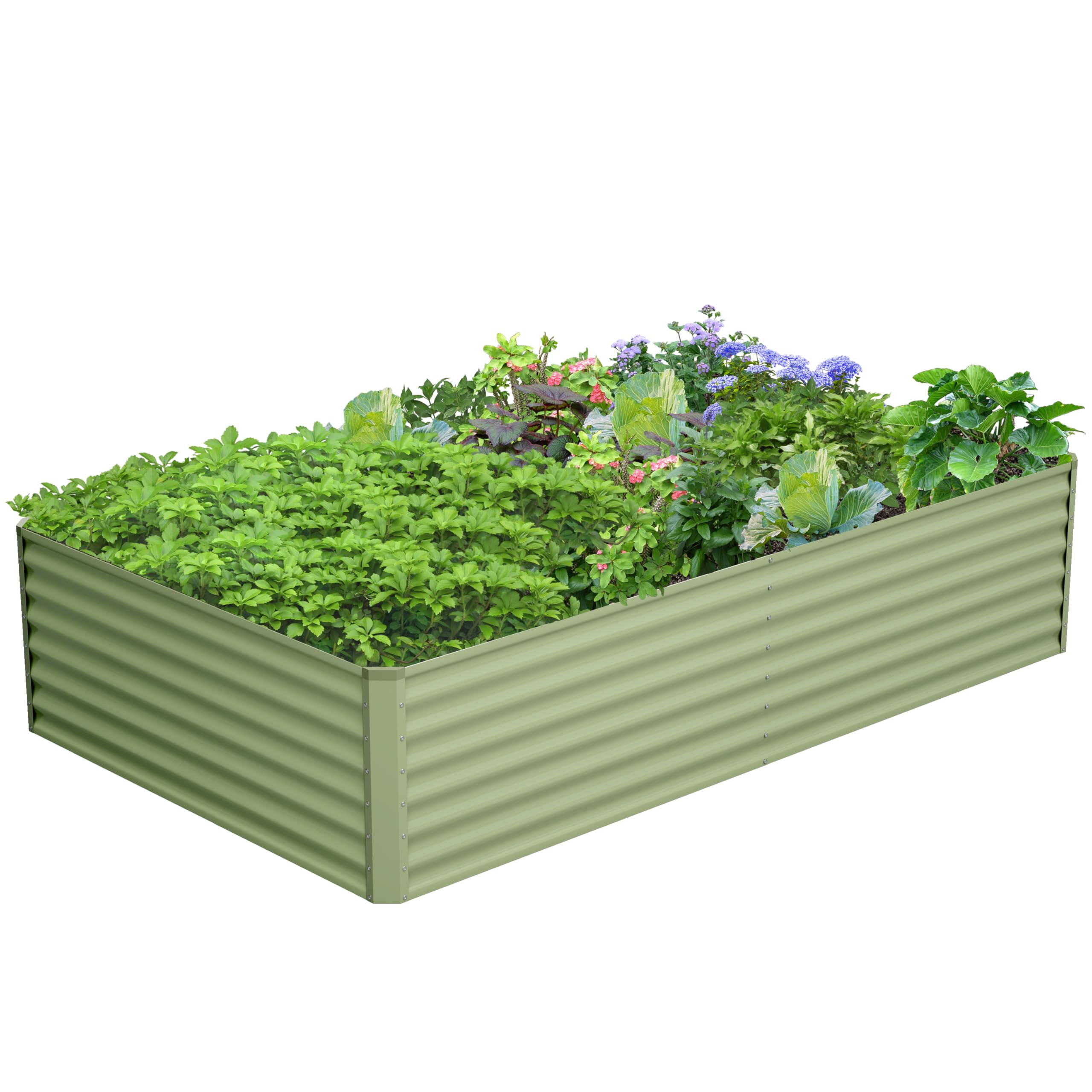 Photo 1 of Vegeworker 8x4x2ft Galvanized Raised Garden Bed, Outdoor Galvanized Planter Box for Vegetables, Fruits,Herbs, Flowers, Metal Raised Garden Bed-Green