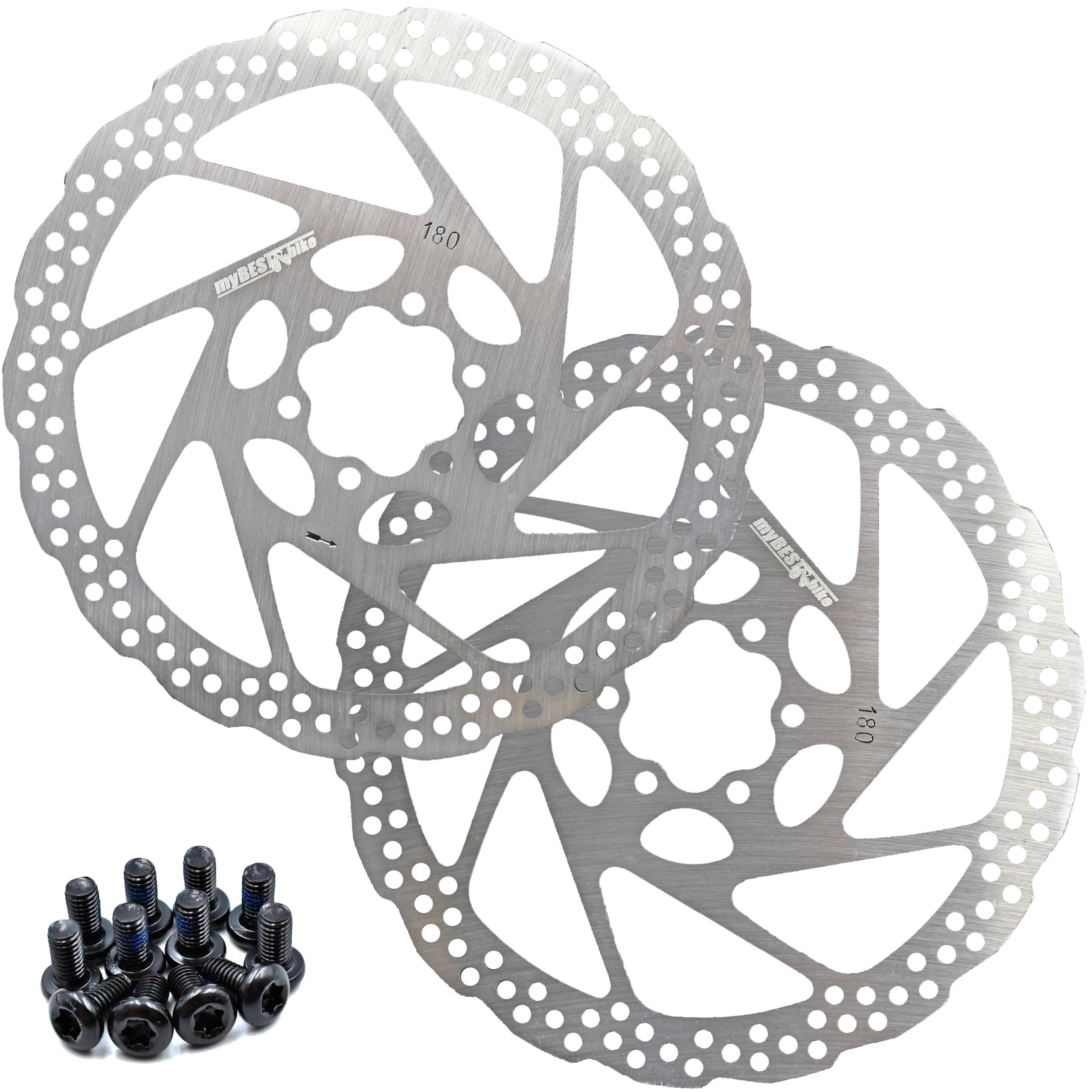 myBESTbike - Brake Rotor Bike Disc 140/160/180mm 2 Pack Stainless Steel Bicycle Rotors With 12 PCS T25 M5x10mm Screws For Bike Mountain Bike MTB BMX