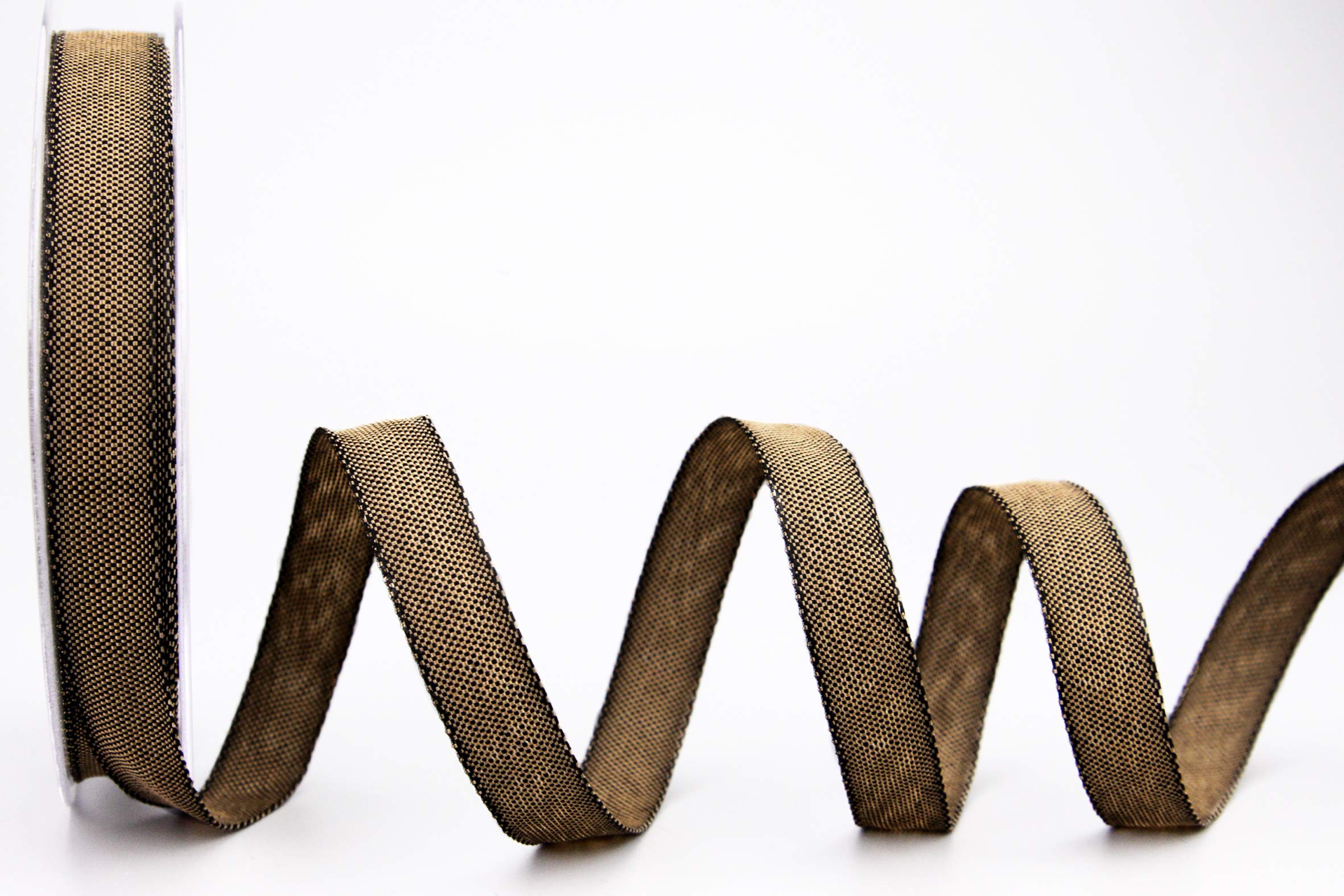 Decorative Ribbon Oliver Brown (Caramel) (249) 20 m x 15 mm (Roll) Fabric Ribbon with Wired Edges Slightly Shiny Linen Look Taffeta Ribbon Coarse Woven Christmas Advent