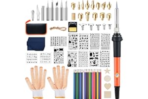Ninonly 121pcs Wood Burning Tools kit with Gloves,Wood Burning Tool Set with Adjustable Temperature 200~450°C Switch, Professional Pyrography Pen Set for Embossing Carving Soldering
