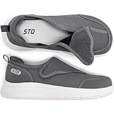 STQ Wide Toe Box Shoes Women Walking Shoe, Hook and Loops Orthopedic Shoes with Arch Support for Seniors, Bunions, Plantar Fasciitis, Hammertoes, Swollen Feet