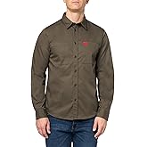 Hugo Mens Cotton Twill Woven Logo Button Down Shirt