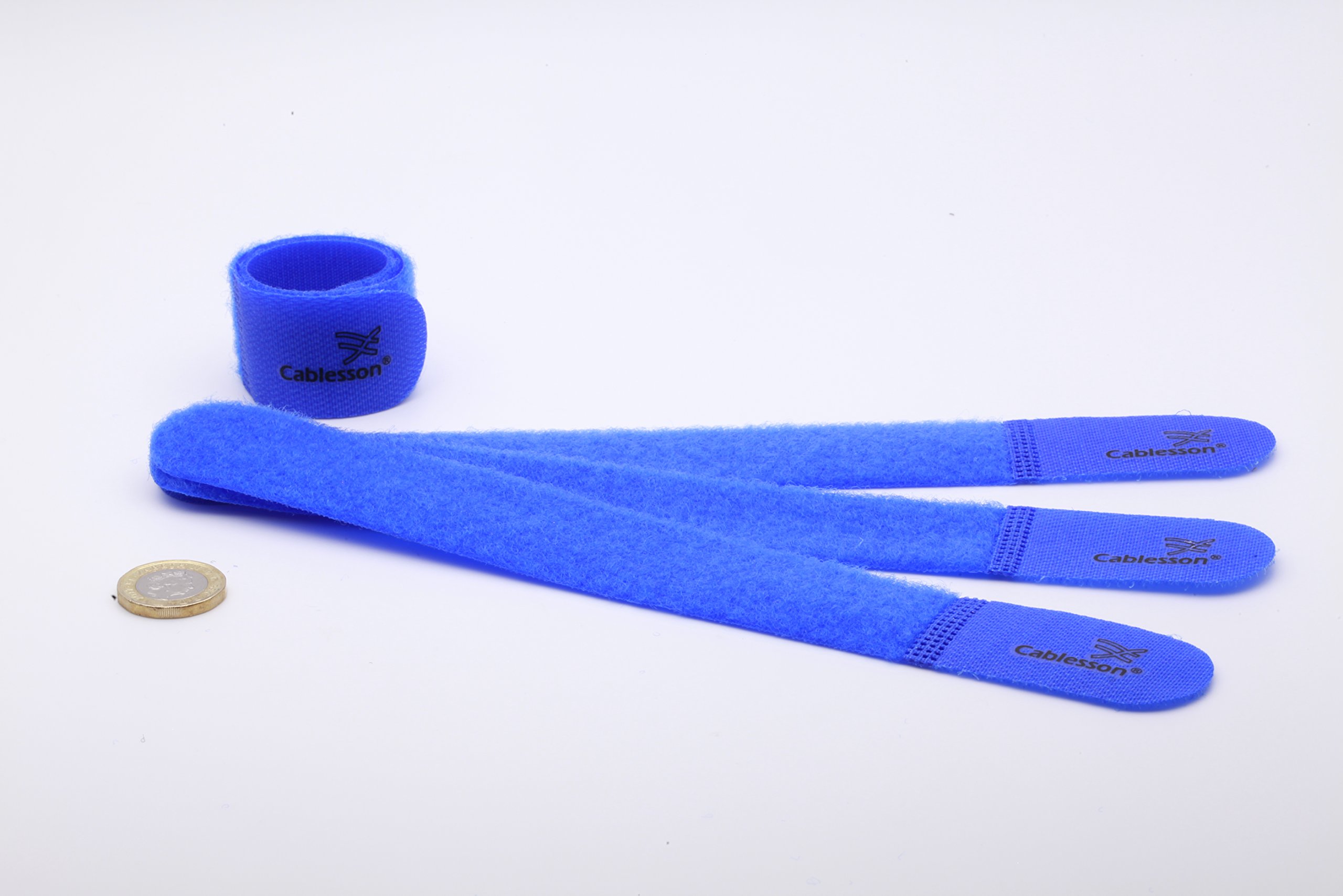 Cablesson - Chunky Pack - Reusable Releasable Hook and Loop Nylon Self-Gripping Cable Ties - Straps and Keep wire cord tidy - Cable Management for Laptop, PC, TV and more - Pack of 30 (Blue) โ image 1