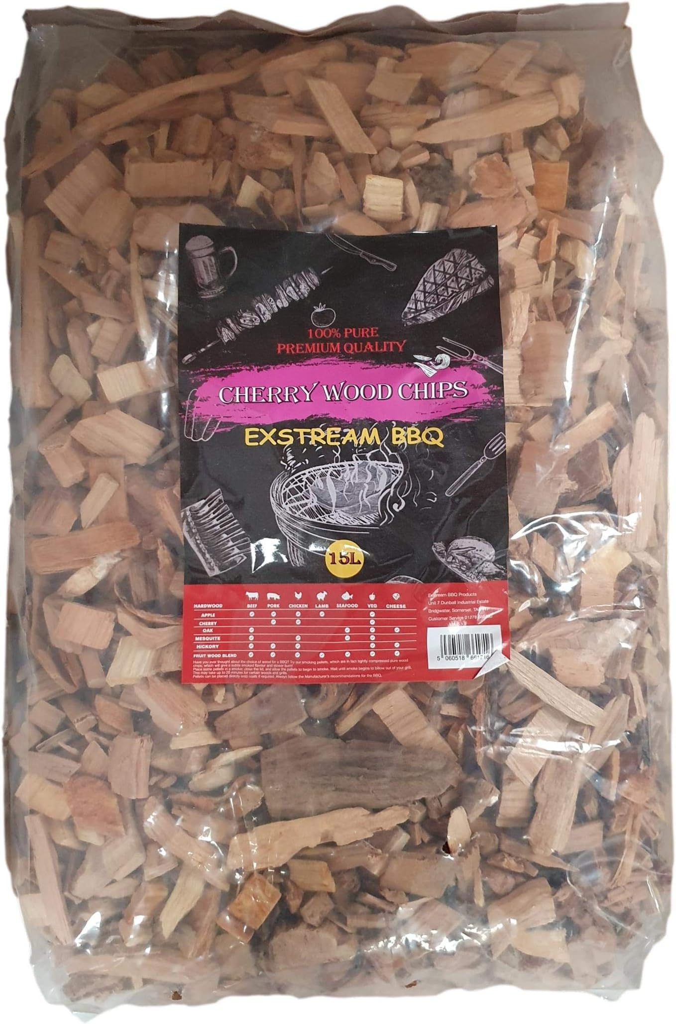 Exstream BBQ Barbecue Smoking Wood Chips *Up To 30 Great Flavours in 3, 15 & 30 Litres* (Cherry 15 Litre)
