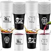 48 Stück „Death To My 20s“ Plastikbecher – 473 Ml, Schwarz/weiß Für 30. Geburtstagsparty