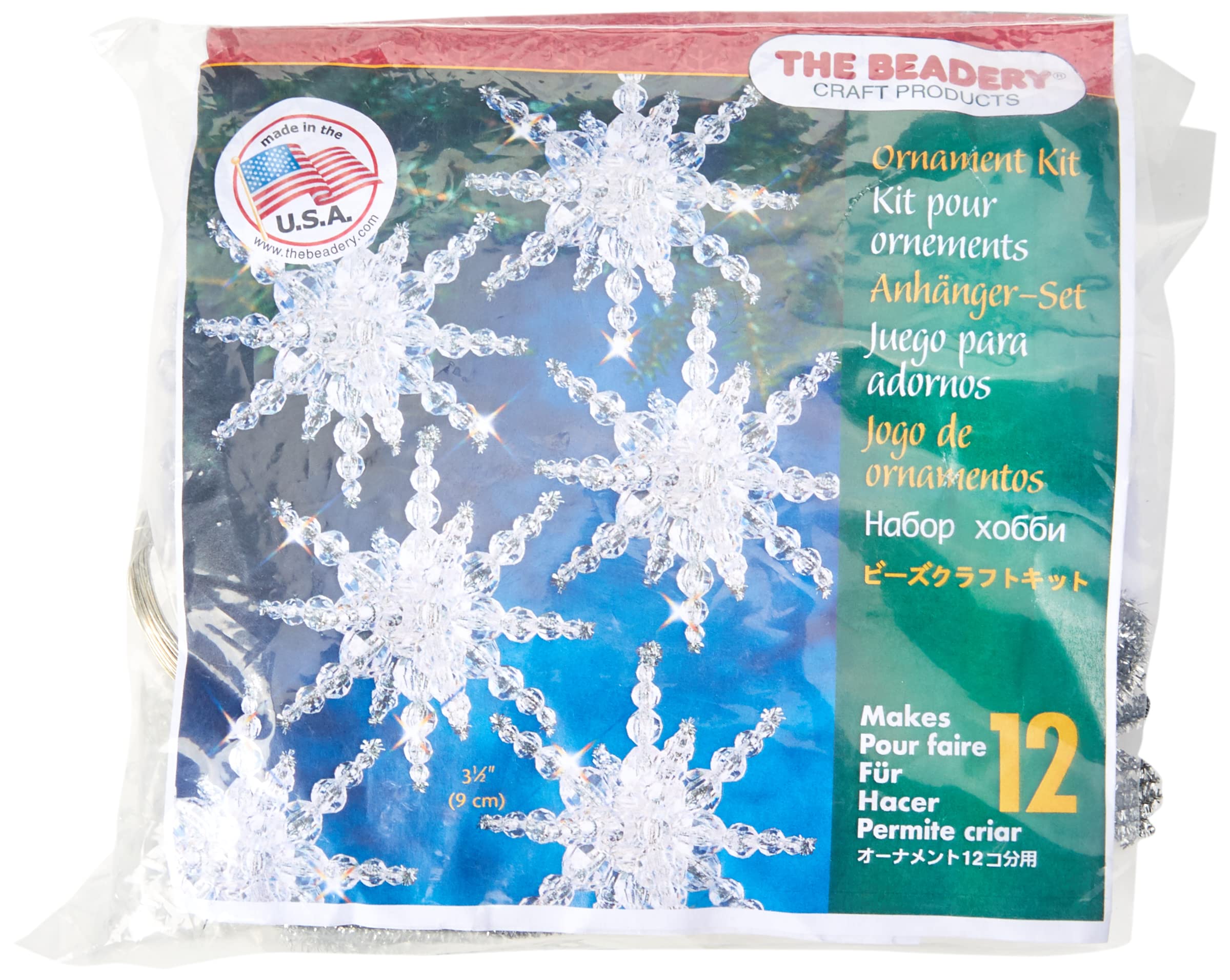 Beadery BOK-7282 Holiday Beaded Ornament Kit Snow Clusters 3.5-inch Makes 12