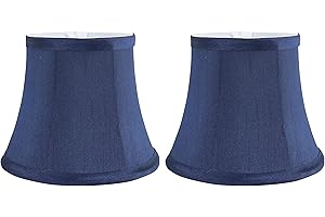 Meriville Set of 2 Blue Faux Silk Chandelier Lamp Shades – Softback Bell Shape, Clip-On Fitter for Candelabra Bulbs, 4" x 6" x 5”