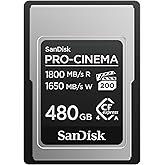 SanDisk 480GB PRO-Cinema CFexpress Type A Card - Up to 1800MB/s Read Speeds & Up to 1650MB/s Write Speed, Type A Memory Card, 4K/6K/8K Video Capture - SDCFEA-480G-GN4NN