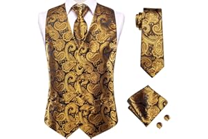 Hi-Tie Men's Suit Vest Tie Set With Lapel Pin Or Tie Clip Silk Waistcoat Necktie Handkerchief For Wedding Formal Tuxedo