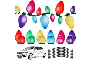 BINSUNS 70Pcs Christmas Car Refrigerator Reflective Magnetic Christmas Lights Set,Car Magnets and Decals Christmas Garage Door Funny Magnets Gift for -6 Colorful Magnetic Wires Xmas Holiday Cute Decor(70pcs)