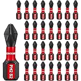 Geinxurn 30Pieces Magnetic #2 Phillips 1 in. Hex Anti-Slip Screwdriver Bits, 1/4 Inch Hex Shank Impact Tough PH2 Cross Screwdriver Bits Set