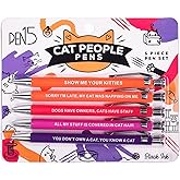 MilkToast Brands Funny Cat People Pens - Snarky Office Gag Gift, Black Ballpoint Pens with Humorous Sayings for Pet Owners, Cat Lovers, Coworkers