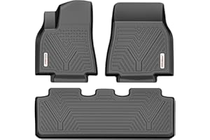 YITAMOTOR Floor Mats Compatible with 2020-2024 Tesla Model Y (5 Seater), Custom Fit Black TPE Floor Liners 1st & 2nd Row All-Weather Protection