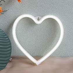 Heart Neon Sign Cool White Light,Battery Operated