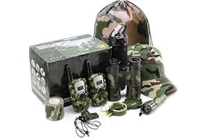CEREM Outdoor Adventure Kit for Kids – Premium Camouflage Camping Gear with Walkie-Talkies – Military Style Toys – 10 in 1 Bundle – Ideal for All Ages and Genders