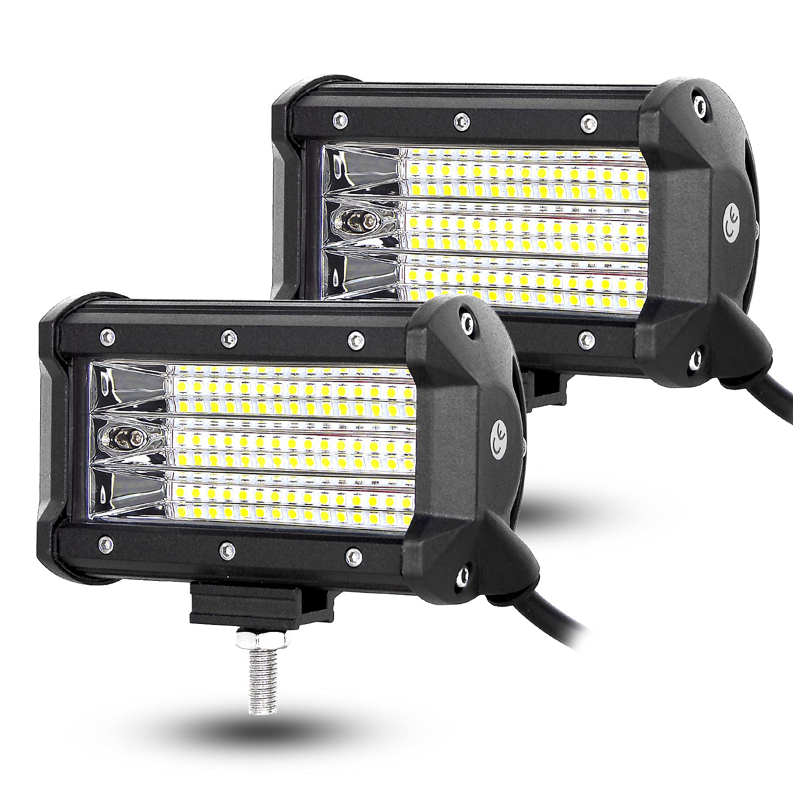 AUXTINGS 2 Pieces 5 inch 135W 3 Row LED Light Bar Work Light Spot Flood Beam for Trucks Tractor 4X4 Boat Off Road Fog Driving Lamp 12V 24V Waterproof IP67