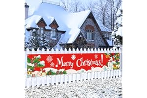 Probsin Large Christmas Banner 120" x 20" Xmas Outdoor Decorations Double Printed Snowman Tree Presents Winter Yard Sign Holiday Party Supplies Home Decor for Garden House Fence Garage Indoor Gifts
