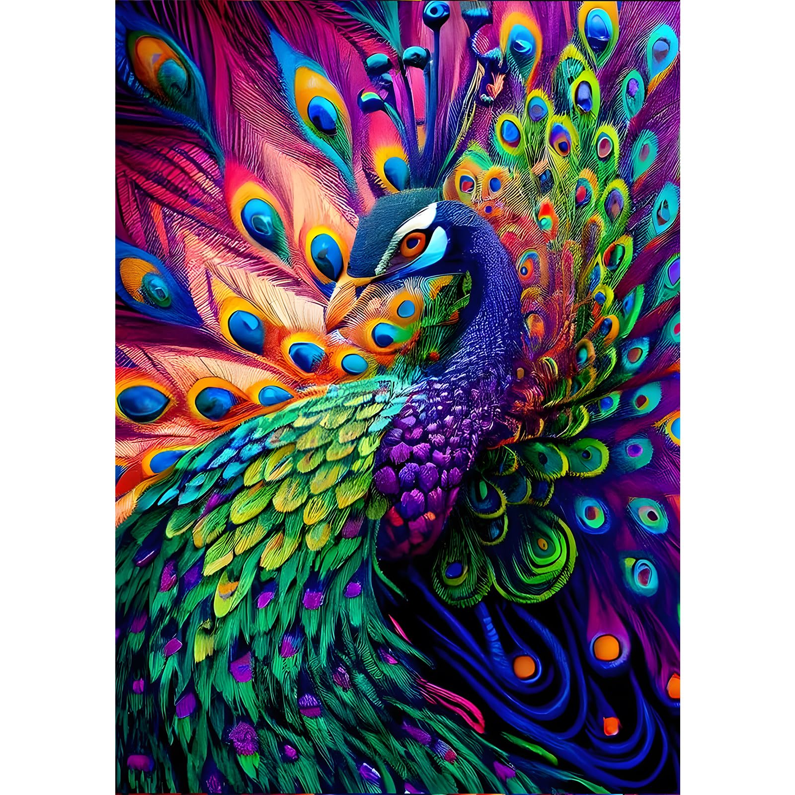 DAERLE Colorful Peacock 5D DIY Diamond Painting Kit for Adults | Animal Painting Art Craft for Home Decor | 30x40cm