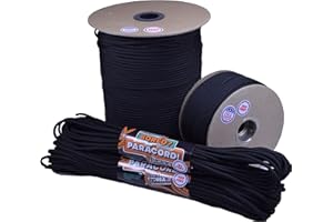 BORED? PARACORD! Bored Paracord - 1', 10', 25', 50', 100' Hanks & 250', 1000' Spools of Parachute 550 Cord Type III 7 Strand Paracord Well Over 300 Colors - Black - 10 Feet