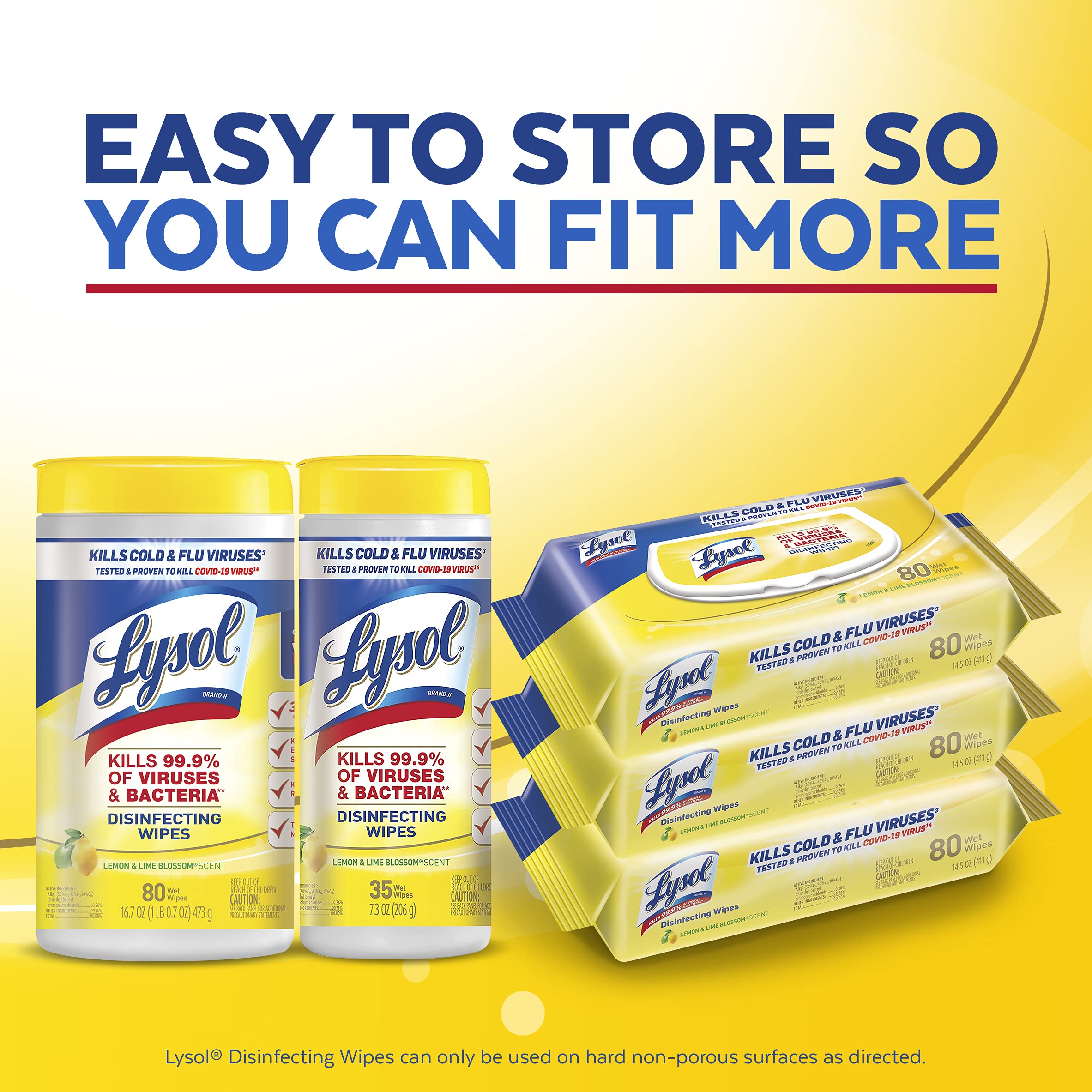 Lysol Handi-Pack Disinfecting Wipes, Brighter Horizon, Country Scent, (Pack of 4 - 320ct Total)