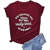 DANVOUY Womens Causal Short Sleeve V-Neck T-Shirt Graphic Tees