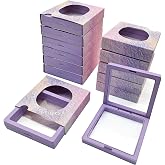 ITUTOO 12 PCS Packaging Box 3D Floating Frame Display Stand, Packaging Display Box, Transparent Window Jewelry Case, Jewelry Gift Box, Storage Case，PE Film Anti-oxidation (Dreamy Purple)
