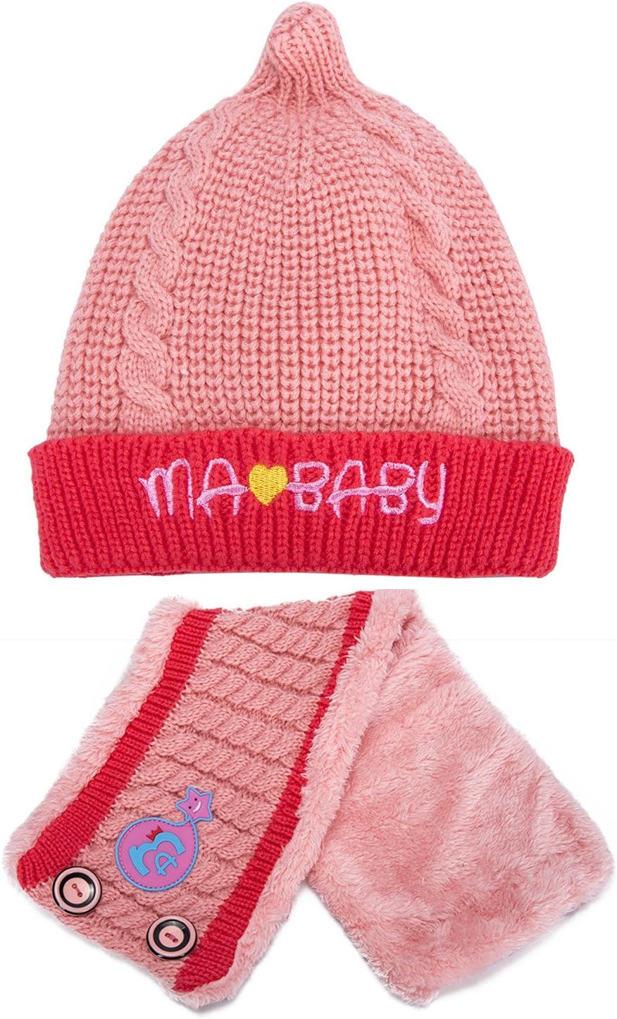 Elabeh Turner Boys Winter Warm Fleece Lined Hat,1-5 Years Girls and Boys Hat Scarf Suit.