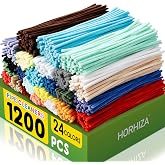 HORHIZA 1200 PCS 24 Colors Pipe Cleaners | Pipe Cleaners Bulk for Crafts, Multi-Color Chenille Stems for Projects Creative DIY Room Decor(12inch*6mm)