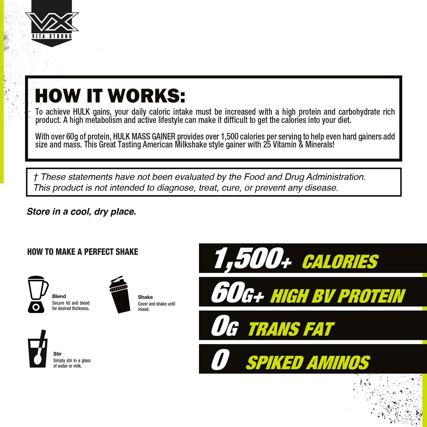 Amazon Com Vitaxtrong Hulk Mass Gainer Protein Powder 60g Of Protein Over 1500 Calories High Calorie Weight Gainer Protein Shake Increase Size Build Strength Recover Faster Chocolate