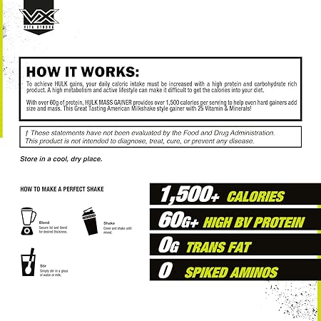 Amazon Com Vitaxtrong Hulk Mass Gainer Protein Powder 60g Of Protein Over 1500 Calories High Calorie Weight Gainer Protein Shake Increase Size Build Strength Recover Faster Chocolate