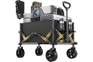 HAAGEEP Collapsible Wagon with Wheels, Portable Wagons Carts Foldable, Folding Wagon Cart for Groceries, Sports Garden Shopping Utility Wagon