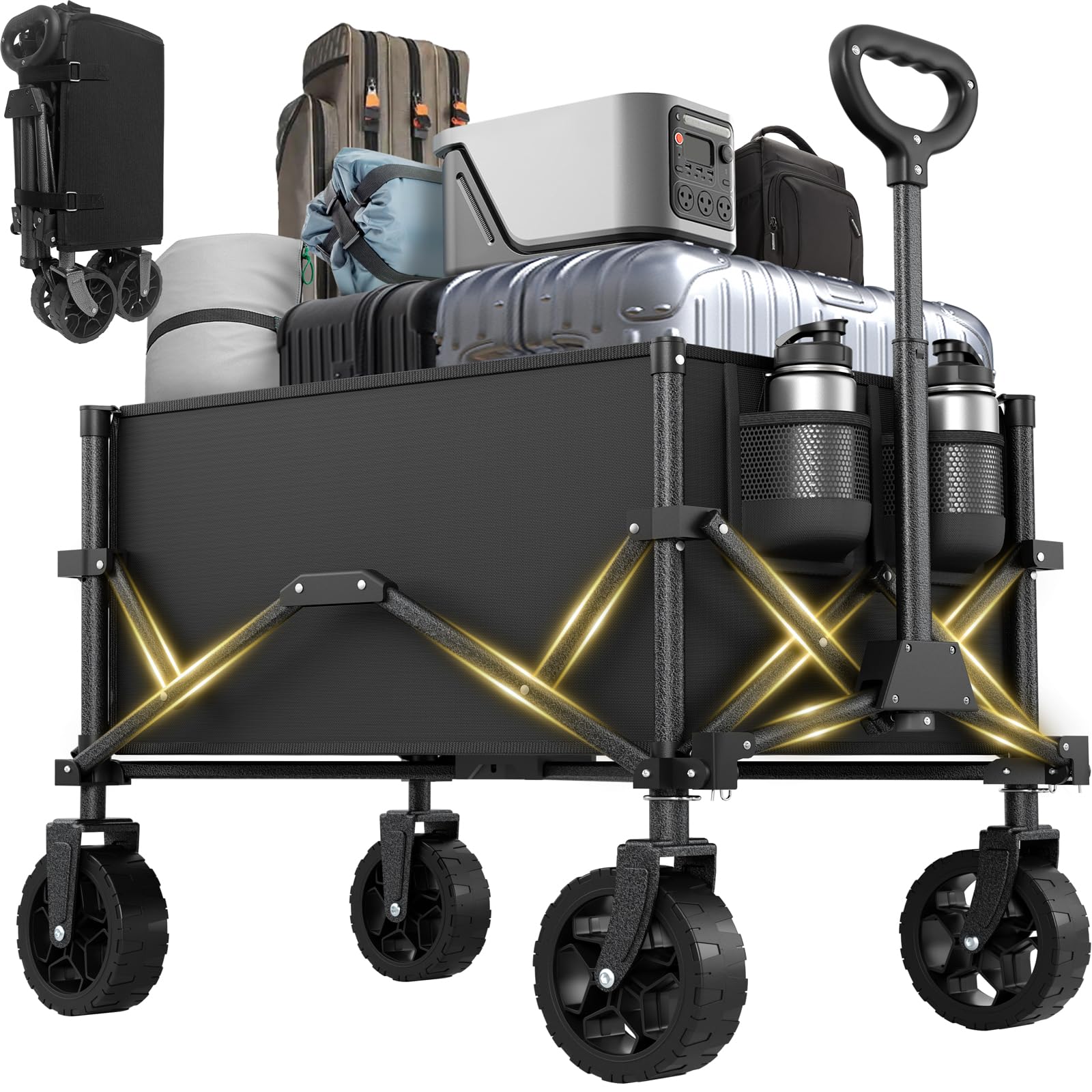 Photo 1 of Collapsible Wagon with Wheels, Portable Wagons Carts Foldable, Folding Wagon Cart for Groceries, Sports Garden Shopping Utility Wagon