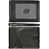 kinzd Slim Wallet with Money Clip RFID Blocking Minimalist Bifold Wallet for Men Genuine Leather Front Pocket Card Holder