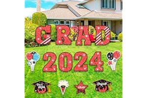 CINIQY Graduation Decorations Class of 2024,14 Pieces Congrats Grad Party Yard Signs With Stakes,Waterproof Graduation Lawn Outdoor Decoration for College, Grad, Class of 2024