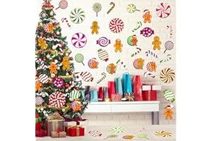 Chrisfall 60 Pieces Christmas Peppermint Candyland Gingerbread Cutouts Party Wall Decor Colorful Peppermint Floor Cutouts Round Lollipop Decal Cutout for Xmas Candy Party Bulletin Board Decoration