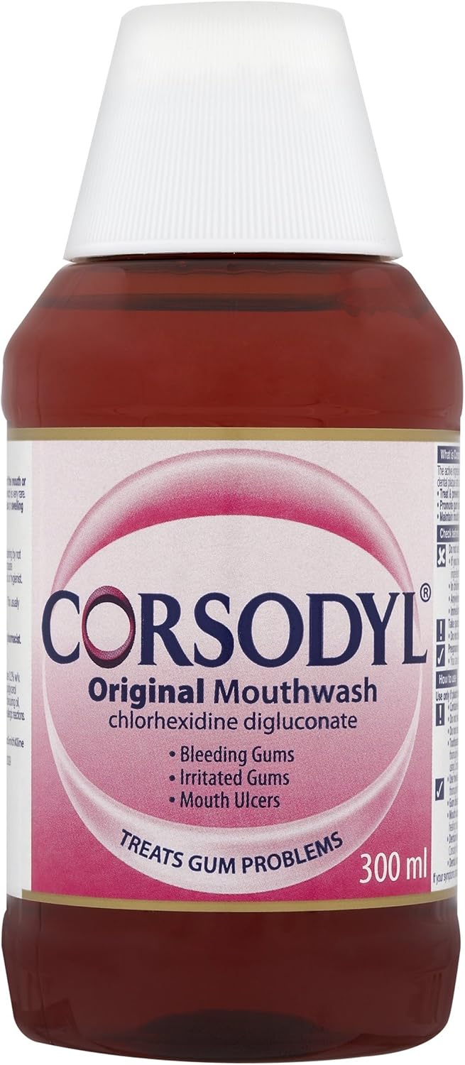 Corsodyl Mouthwash, Gum Disease & Bleeding Gum Treatment Mouthwash, Original, 300 ml BigaMart