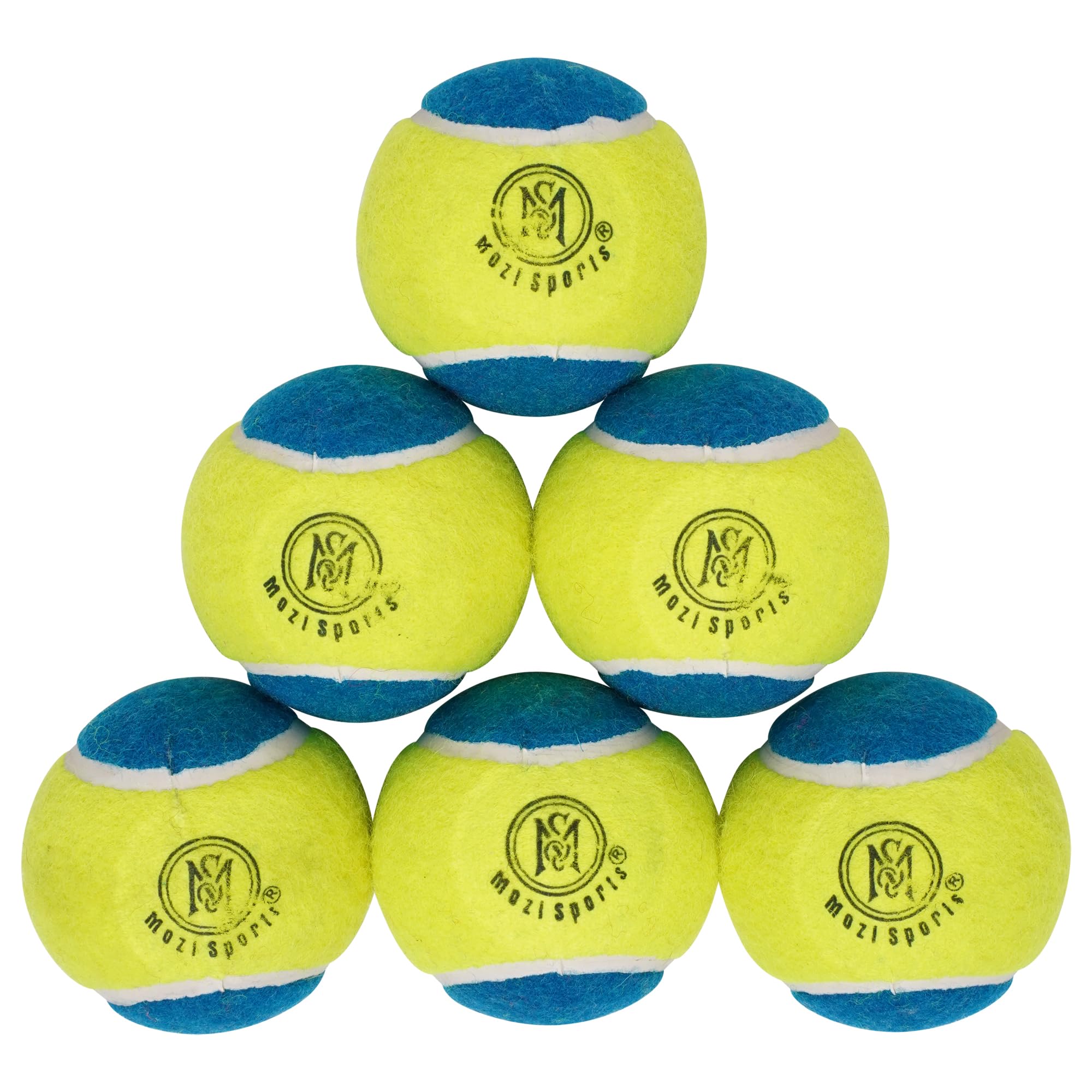 Mozi Sports Cricket Tennis Balls- Heavy Rubber Tennis Balls for Cricket Play Weight 120gm (Blue/yell)