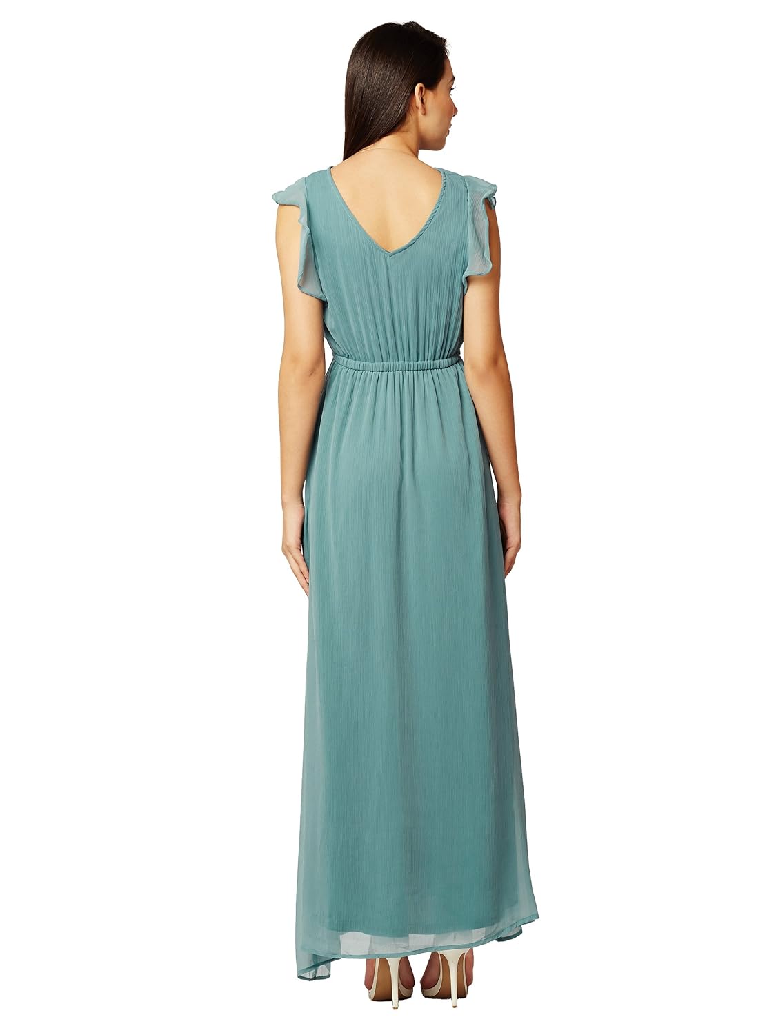 miss chase women's light green flared maxi dress