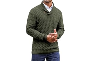 KAVIANA Men's Dressy Cable-Knit Sweater Buttoned Mock Neck Pullover for Fall & Winter, S-5XL