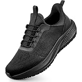 Slip Resistant Work Shoes for Men, Black Zapatos de Trabajo para Hombres, Non Slip Comfortable Lightweight Food Service Chef Sneakers in Kitchen Restaurant, Medium or Wide, US 6.5-14