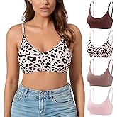 DEANGELMON V Neck Bra Padded Seamless Adjustable Straps Bralettes Everyday Basic Sleeping Bras Multiple Pack
