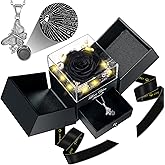 DRTINA Preserved Black Real Rose with I Love You Butterfly Necklace-Eternal Flowers Rose Birthday Gifts for Women Wife Mom Girlfriend Grandma on Mothers Day Valentines Anniversary Christmas Romantic