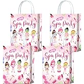 16 Pcs Spa Birthday Makeup Pajamas Sleepover Party Favor Bags,Spa Birthday Cosmetics Goodie Treat Candy Snack Gift Bags for Kids Girls Women Party Supplies decorations
