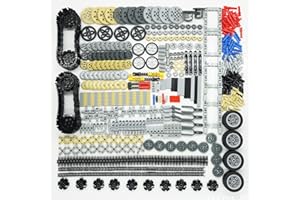 BROTEX Technical Parts Cars Gears Axles - Wheels Connectors Building Block Accessories Pieces Sets, Chain Link Pins Connector Joints Bricks,Shock Absorber, MOC Technical Lots Pack Bulk Toys