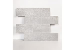 COLAMO LUXURY 5 Sheet Gray White Peel and Stick Rigid Large Subway Tile Faux Stone Tile for Kitchen Backsplash,RV Self Stick Tiles For Bathroom Accent Wall, Stick On 12”x12” Adhesive Mosaic Wall Tiles