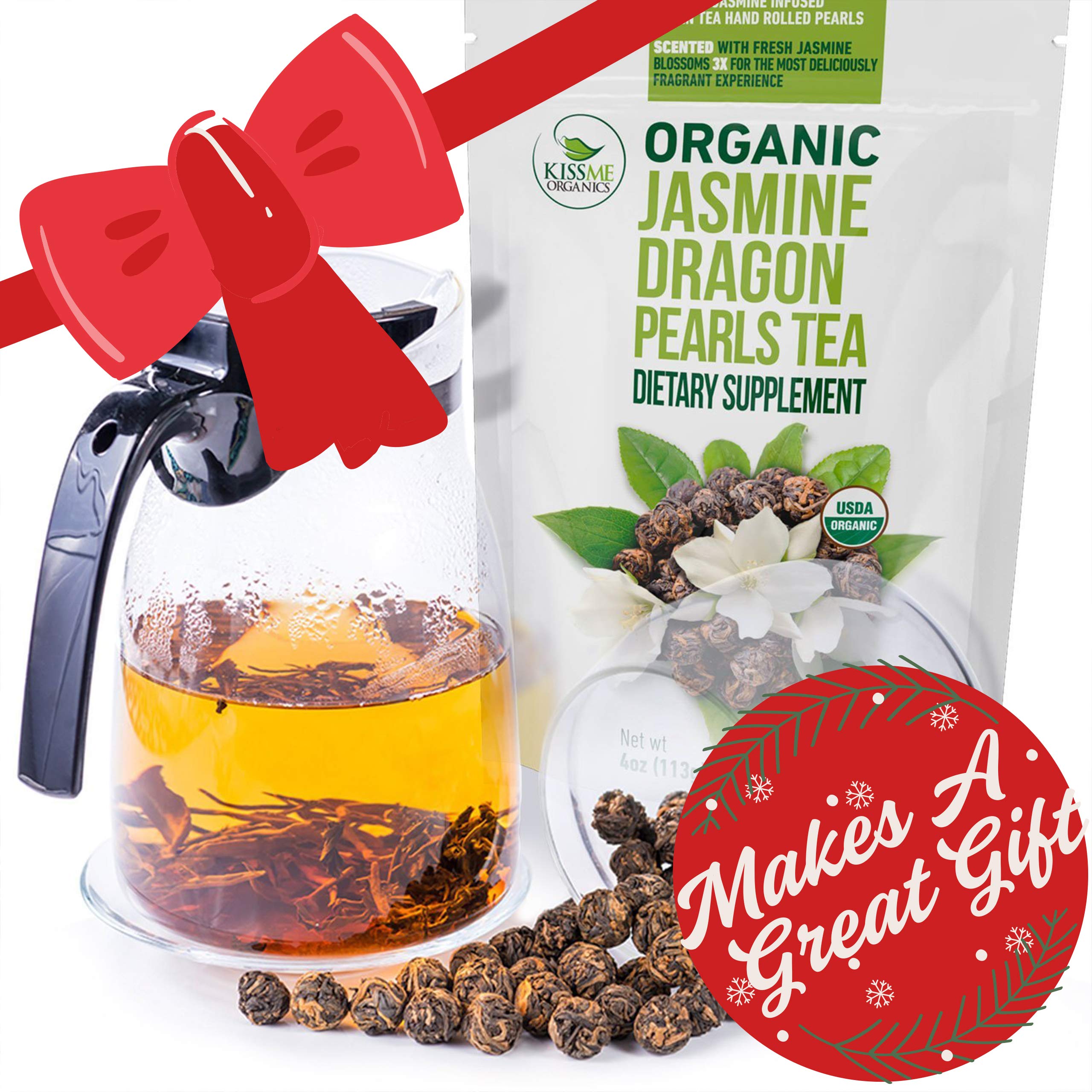 Jasmine Dragon Pearls Green Tea Premium Flavor Organic Tea Jasmine