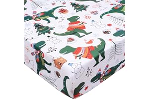 UOMNY Crib Sheet Christmas Dinosaur Fitted Crib Sheets Baby Sheet for Standard Crib and Toddler Mattresses Nursery Bedding Sheet Crib Mattress Sheets for Boys and Girls 1 Pack Space Toddler Sheet