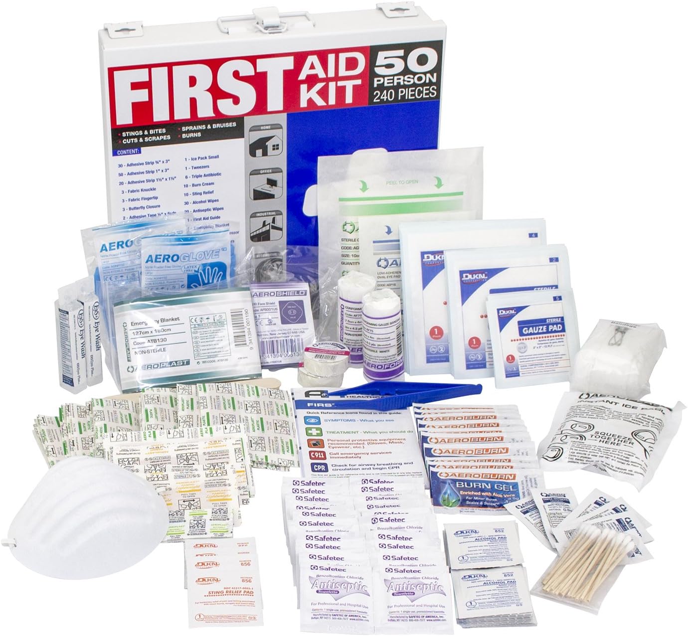 SAS Safety 6050-01 50-Person First-Aid Kit, Metal Box, 50 Person: Home Improvement