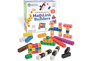 Learning Resources STEM Explorers MathLink Builders - 100 Pieces, Ages 5+ Kindergarten STEM Activities, Math Activity Set and Games for Kids, Mathlink Cubes Activity Set